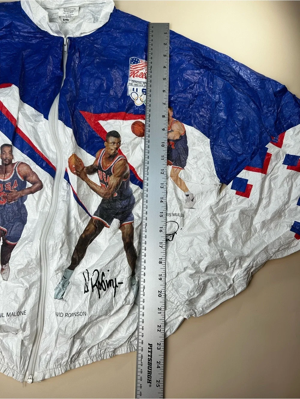Vintage USA Olympic Basketball Windbreaker Jacket - Blue & White (1992) size XL